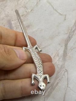 Vintage Uber Long Vintage Navajo Sterling Native American Jewelry Silver Gecko