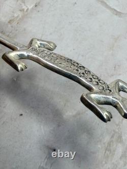 Vintage Uber Long Vintage Navajo Sterling Native American Jewelry Silver Gecko