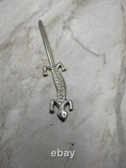 Vintage Uber Long Vintage Navajo Sterling Native American Jewelry Silver Gecko