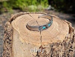 Vintage Unisex Native American Turquoise Bear Feet Overlay/Inlay Bracelet Sz 6.5