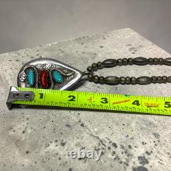 Vintage Viola Calavaza Zuni Sterling Snake Necklace Turquoise Coral Pendant