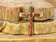 Vintage Wilbur Iule Zuni Sterling SIlver Coral Cross Pendant-330.26