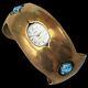 Vintage Willie Shaw Watch Cuff Brass Turquoise Navajo Native American Bracelet