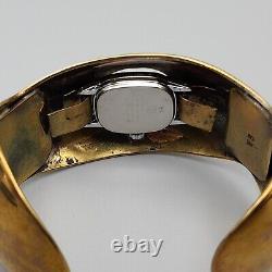 Vintage Willie Shaw Watch Cuff Brass Turquoise Navajo Native American Bracelet