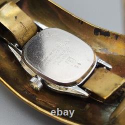 Vintage Willie Shaw Watch Cuff Brass Turquoise Navajo Native American Bracelet