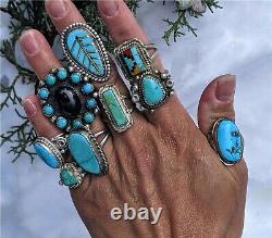 Vintage Wmns Navajo Earrings Turquoise Cluster SouthWest Native American Jewelry