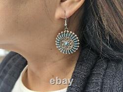 Vintage Women's Zuni Needle Point Earrings Turquoise Native American Jewelry
