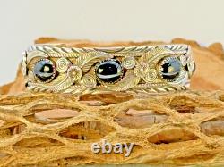 Vintage Wydell Billie Navajo Sterling Silver Black Onyx Cuff Bracelet-2238.25