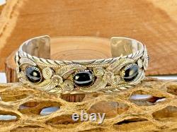 Vintage Wydell Billie Navajo Sterling Silver Black Onyx Cuff Bracelet-2238.25