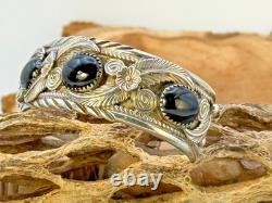 Vintage Wydell Billie Navajo Sterling Silver Black Onyx Cuff Bracelet-2238.25