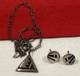 Vintage ZUNI Native American 925 Sterling Silver Pendant Necklace & Earrings Set
