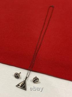 Vintage ZUNI Native American 925 Sterling Silver Pendant Necklace & Earrings Set