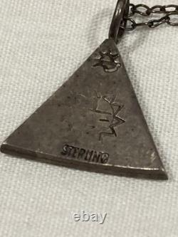 Vintage ZUNI Native American 925 Sterling Silver Pendant Necklace & Earrings Set