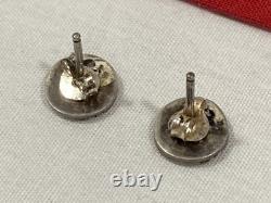 Vintage ZUNI Native American 925 Sterling Silver Pendant Necklace & Earrings Set