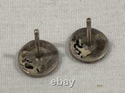 Vintage ZUNI Native American 925 Sterling Silver Pendant Necklace & Earrings Set