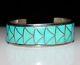 Vintage ZUNI Native American Turquoise Flush Inlay Cuff Bracelet ORLINDA NATEWA
