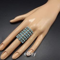 Vintage ZUNI Sterling Silver and TURQUOISE Snake Eye Petit Point RING size 8.5