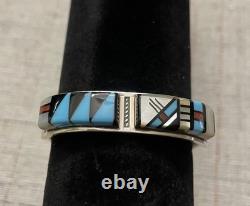 Vintage ZUNI Turquoise Channel INLAY CUFF Sterling Signed By APDALL R. 1996 18g