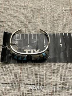 Vintage ZUNI Turquoise Channel INLAY CUFF Sterling Signed By APDALL R. 1996 18g
