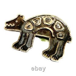 Vintage Zia Pueblo Sterling Silver Bear Bolo Slide Overlay Design 1960s Style