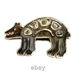 Vintage Zia Pueblo Sterling Silver Bear Bolo Slide Overlay Design 1960s Style