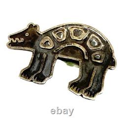 Vintage Zia Pueblo Sterling Silver Bear Bolo Slide Overlay Design 1960s Style