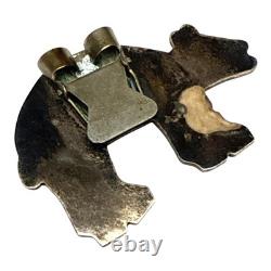 Vintage Zia Pueblo Sterling Silver Bear Bolo Slide Overlay Design 1960s Style