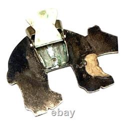 Vintage Zia Pueblo Sterling Silver Bear Bolo Slide Overlay Design 1960s Style