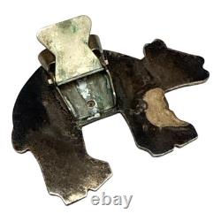 Vintage Zia Pueblo Sterling Silver Bear Bolo Slide Overlay Design 1960s Style