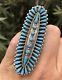Vintage Zuni 2 7/8 Sterling Silver Needle Point Sleeping Beauty Turquoise Ring