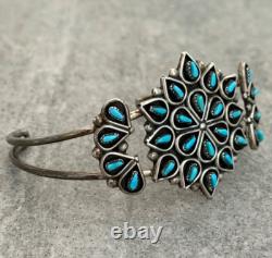 Vintage Zuni ARLITA PHILIP LAHI Needlepoint Turquoise Cluster Sterling Bracelet