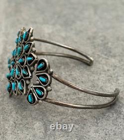 Vintage Zuni ARLITA PHILIP LAHI Needlepoint Turquoise Cluster Sterling Bracelet