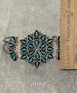 Vintage Zuni ARLITA PHILIP LAHI Needlepoint Turquoise Cluster Sterling Bracelet