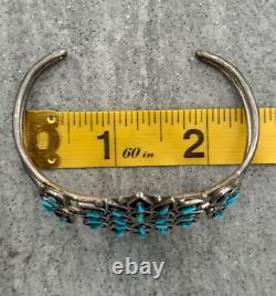 Vintage Zuni ARLITA PHILIP LAHI Needlepoint Turquoise Cluster Sterling Bracelet