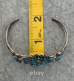 Vintage Zuni ARLITA PHILIP LAHI Needlepoint Turquoise Cluster Sterling Bracelet