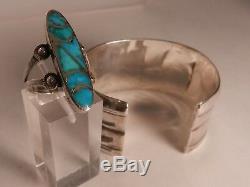 Vintage Zuni Alice Leekya Homer Turquoise Channel Inlay Cuff Bracelet & Ring