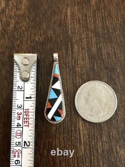 Vintage Zuni Artist D. S. Sterling Silver MultiStone Inlay Pendant Native Jewelry