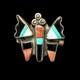 Vintage Zuni Butterfly Pin Sterling Silver Inlay Native American Jewelry