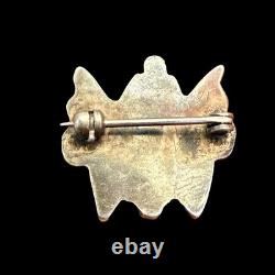 Vintage Zuni Butterfly Pin Sterling Silver Inlay Native American Jewelry