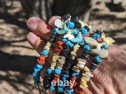 Vintage Zuni Fetish Necklace Hand Made Native American Jewelry 3 strands