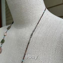 Vintage Zuni Fetish Turquoise and Stone Carved Animals Beaded Necklace 35