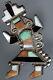 Vintage Zuni Indian Silver Coral Onyx And Turquoise Inlay Rainbow Man Pin Brooch