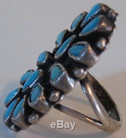 Vintage Zuni Indian Silver Turquoise Cluster Ring