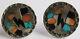Vintage Zuni Indian Sterling Inlay Turquoise Coral Lightening Bolts Cufflinks