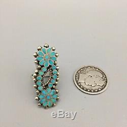 Vintage! Zuni Inlay Turquoise & Sterling Silver Ring Size 5.5
