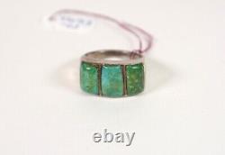 Vintage Zuni Jewelry Ring withChannel inlay 3 Turquoise ca 1960 Ring Size 9