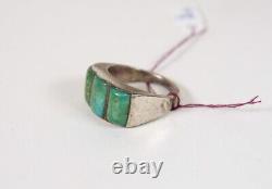 Vintage Zuni Jewelry Ring withChannel inlay 3 Turquoise ca 1960 Ring Size 9