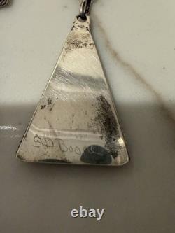 Vintage Zuni Multi-Stone Inlay Dangle Earrings Sterling Silver Signed S D Boone