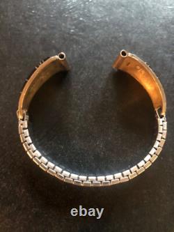 Vintage Zuni Native American Jewelry Watch Jet Black Inlay Sterling CS Lonjose