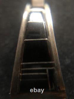 Vintage Zuni Native American Jewelry Watch Jet Black Inlay Sterling CS Lonjose